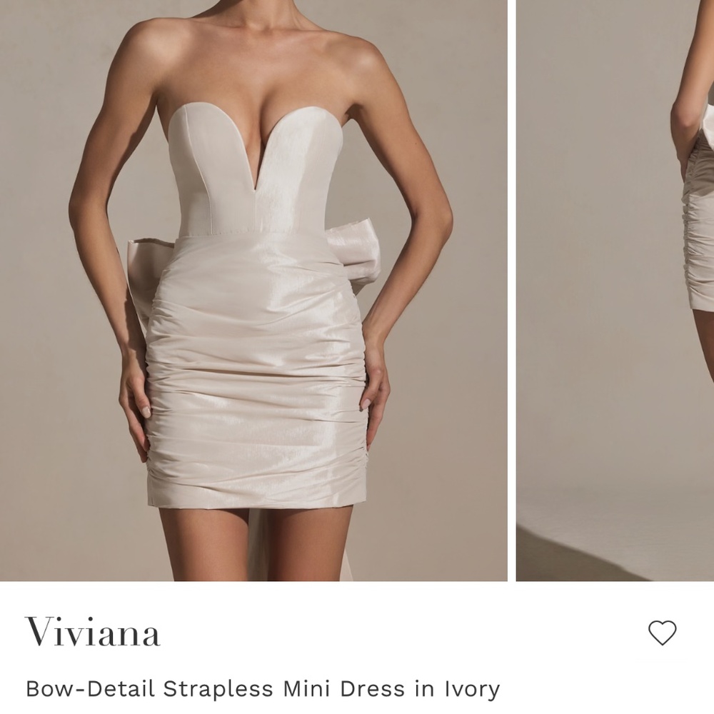 Oh Polly Ivory Strapless Bow-Detail Mini Dress